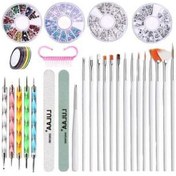 Resim Pazly Çivi Art Rhinestones Araçları, 15 Sanat Kalemi, 5 Dotting Kalem, Tırnak Toz Fırçası Ve Konuşma Kiti 
