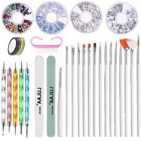 Resim Pazly Çivi Art Rhinestones Araçları, 15 Sanat Kalemi, 5 Dotting Kalem, Tırnak Toz Fırçası Ve Konuşma Kiti 