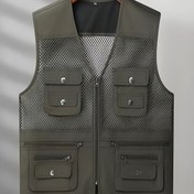 Resim Erkek V Yaka Kolsuz Polyester Üstler, Nefes Alabilir, Delikli, Düz Renk, Normal Kalıp, Açık Hava Yürüyüşü, Koşu, Plaj, Hafta Sonu Rahat Giyim 