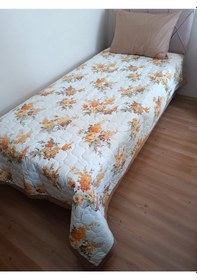 Resim Kapitone Yatak Örtüsü Açık Kahverengi 