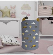 Resim Mekta Home Bebek Ve Çocuk Odası İş Makinası Ve Seksek Desenli Gri Oyuncak Sepeti Renkli Çok Renkli 