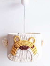 Resim C&A Makrome Ip Sargı Aslan Aplike El Yapımı Ponponlu Bebek Ve Çocuk Odası Sarkıt Avize 