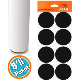 Resim Nzb Yapışkanlı Zemin Koruyucu Keçe 50 mm (8'li Paket) Masa Sandalye Mobilya Koltuk Ayak Keçesi Siyah 