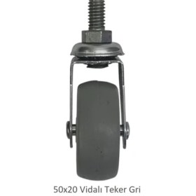 Resim Adilon Ofis Koltuk Dolap Etajer 360 Derece Döner 50 x 20 Vidalı Teker Gri 50 mm (10 Adet) 
