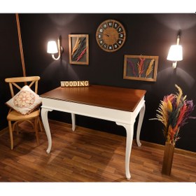 Resim Wooding-Mobilya Wooding 120 Cm Masif Beyaz Ceviz Yemek Masası 