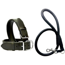 Resim DESİNGSHOP Siyah Deri Örgü Köpek Gezdirme Kayışı 90cm Ve Siyah De 