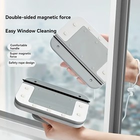 Resim Çift Taraflı Manyetik Pencere Temizleyici, Sıkışma Önleyici Tasarımlı Yüksek Uçlu El Tipi Cam Silecek, Evrensel Tek Katmanlı Pencere Temizleme Aracı, Dayanıklı Plastik Malzeme, Oturma Odası ve Banyo için Uygun - Çift Cama Geçirmez 