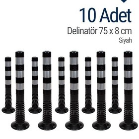 Resim İleri Trafik Delinatör 75 x 8 CM Siyah 10 Adet Esnek Duba 