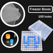 Resim 100 Yuvalı Kriyo Tüp Depolama Rafı - Dayanıklı PP Plastik, Beyaz - 1.5ml/2ml Dondurulmuş Örnekleri Laboratuvar & Araştırma Kullanımı İçin Tutuyor 