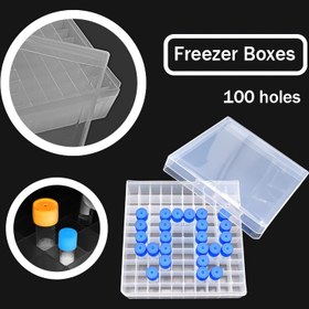 Resim 100 Yuvalı Kriyo Tüp Depolama Rafı - Dayanıklı PP Plastik, Beyaz - 1.5ml/2ml Dondurulmuş Örnekleri Laboratuvar & Araştırma Kullanımı İçin Tutuyor 