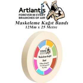 Resim Maskeleme Bandı Kağıt Bant 12 Mm 25 Metre 1 Adet Boya Bantı Maskeleme Kağıt Bant Duvar Yağlı Boya Badana 