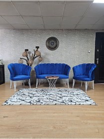 Resim ZAFİR Beyaz Boyalı Tel Ayak Papatya Çay Seti Koltuk Takımı , Balkon, Salon, Ofis, Cafe Koltuk Takımı 