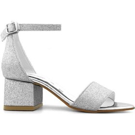 Resim Lilo Simli Gümüş Tek Bantlı Kız Çocuk Topuklu Abiye Ayakkabı Gümüş 