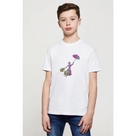 Resim Qivi Silhouette Mary Poppins Photographic Baskılı Unisex Çocuk Beyaz T-Shirt 