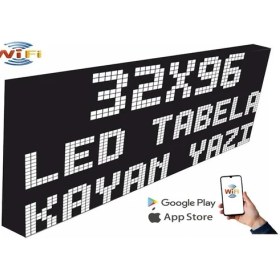 Resim LED Tabela 32X96CM Tek Taraflı Beyaz Kayan Yazı-Wifi 