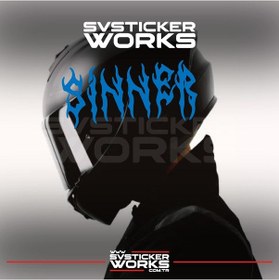 Resim Sinner Kask Sticker Tüm Kasklar Uyumlu Tek Yön 1 Adet Mavi 