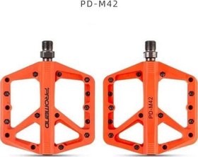 Resim Promend Renkli Platform Pedal MTB Freeride Kaymaz Rulmanlı Plastik Pedal Ultra Hafif Turuncu Renk 
