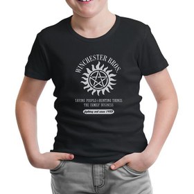 Resim Supernatural - Winchester Bros. Siyah Çocuk Tshirt 