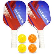 Resim 2 adet VigoBon Pickleball Paddle Seti, Evrensel Fiberglas Squash Raketleri, Karışık Renk, 4 Pickleball ve Taşıma Çantası ile, Erkek ve Kadın Başlangıçlar için 