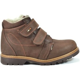 Resim O.S Hakiki Yağlı Deri Kahve Kürklü Cırtlı Erkek Çocuk Bot Çok Renkli 