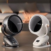 Resim Taşınabilir Dijital Ekranlı Bıçak Olmayan Elektrikli Fan, USB Şarjlı Fan, 6 Hız Ayarlı, Ev, Ofis, Açık Hava Kampı İçin Uygun, Çok Amaçlı Masaüstü Fan, Şarj Edilebilir Kablosuz Mini Klipsi Fan, Sol ve Sağ Dönen Fan, Duvara Monte Edilebilir Sessiz Fan 