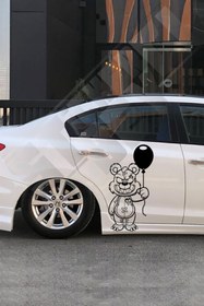 Resim STİCKERCI BEY 60*50 Cm Balonlu Ayı Yan Kapı Siyah Vektörel Özel Tasarım Folyo Kesim Sticker Kaplama 