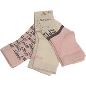 Resim Kız Bebek Pembe Beyaz Asorti Yazı Detaylı Pamuklu Mevsimlik 3'lü Set Soket Çorap KARIŞIK RENK 