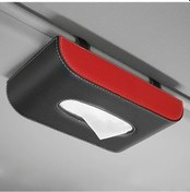 Resim Elmpaly Kaliteli Pu Deri Araç Kağıt Mendillik Siyah Kırmızı - Şık Askılı Tasarım, Pratik Taşınabilir Otomobil Aksesuarı. 