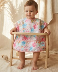 Resim Babydonat Flora Bloom Sıvı Geçirmez Cepli Bebek Mama Önlüğü - Suluboya Çiçek Desenli Premium Mama Önlüğü 6-24 