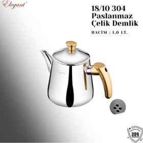 Resim Piramit Orta Boy Bakalit Kulplu Çaydanlık Takımı - Altın Altın 