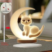 Resim 2D Düz, 2D Akrilik Kedi Ay - Bohem Tarzı Hilal ve Sevimli Yavru Kedi Masaüstü Dekoru, Kedi Severler İçin Mükemmel Hediye, Rahat Ev Ofis Süslemesi, 2D Düz 