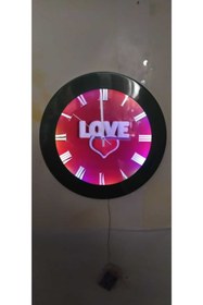 Resim Bahat Ledli Işıklı Love Salon Ofis Duvar Saati Aplik Gece Lambası 36 Cm Metal 