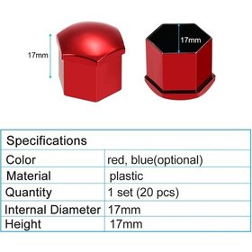 Resim Vkemall 17mm Evrensel Tekerlek Somun Kapağı Seti - Kırmızı/mavi Seçenekli Abs Plastik, 20 Adet + Çıkarma Aracı 
