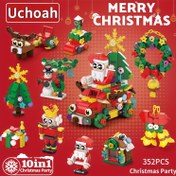 Resim Uchoah 352 Parça Noel Yapı Blokları Seti - Noel Baba, Geyik, Ağaç, Çelenk, Kardan Adam & Zil Modelleri - Gençler İçin Çok Yönlü 10'lu İnşaat Kiti - Mükemmel Tatil & Doğum Günü Hediyesi 