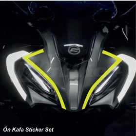 Resim Cfmoto 250sr Ön Kafa Sticker Etiket Modeli Neon Sarı 