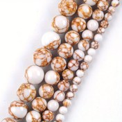 Resim 4-12mm Beyaz Howlite Spun Altın Kaplama Gevşek Taş Yuvarlak Boncuk Takı Yapımı DIY Bileklik Kolye 
