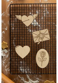 Resim Sevgili Seti Kurabiye Kalıbı, Hamur Şekillendirici, Bisküvi Kalıbı, Kolay Kesim Ucu Beyaz 