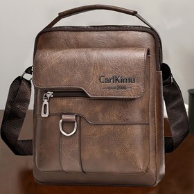 Resim 1 adet CARLKIMU Erkek Retro Dikey Çanta & Omuz Çantası - İş Gündelik Sırt Çantası, Çok Bölmeli, Ayarlanabilir Askılı ve Fermuarlı Kapatma - Siyah, Çok Yönlü Omuz Çantası | Vintage Tarzı Sırt Çantası | Metal Fermuarlı Kapatma 
