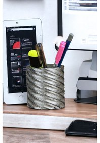 Resim Kalemlik Gümüş Eskitme Renk Masa Kalemliği Organizer Kalemlik Model 6 Çok REnkli 