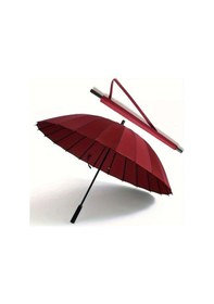 Resim Elmpaly Kırmızı Rüzgar Geçirmez 24 Bölmeli Uzun Saplı Büyük Golf Şemsiyesi 