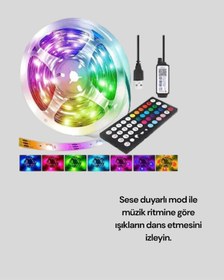Resim 10 Metre Telefon Kontrollü Smart Şerit Led Usb Rgb Kumandalı Beyaz 