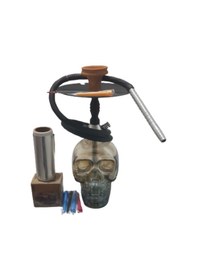 Resim Gala Büyük Kuru Kafa Nargile Seti Takımı 
