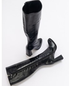 Resim Luvishoes Decer Siyah Cilt Kadın Topuklu Çizme Siyah 