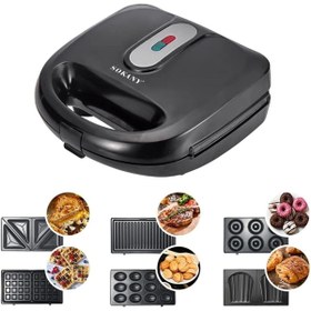 Resim SOKANY 6'sı 1 Arada 750W Sandviç Makinesi, Waffle Makinesi, Kontak Izgarası, Donut Makinesi ve Daha Fazlası 