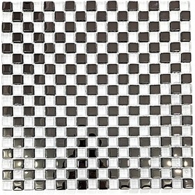 Resim MozaiKristaL İç mekanlar için 15x15mm. Beyaz-Gümüş Krom Mix. 30x30cm. Fileli Kristal Mozaik ( 1 m2 Fiyatıdır. ) 