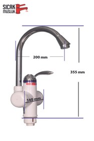 Resim Sıcak Musluk Elektrikli Ani Su Isıtıcı Termal Şofben Musluk Lavaboya Monteli 