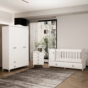 Resim Garaj Home Pırlanta Gri Yıldız 4 Kapaklı Bebek Odası 