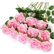 Resim Geeroyoo 12 Adet Kadife Yapay Gül Buketi - Düğün, Doğum Günü Ve Özel Günler İçin Dekoratif Çiçekler Kırmızı 