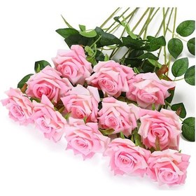 Resim Geeroyoo 12 Adet Kadife Yapay Gül Buketi - Düğün, Doğum Günü Ve Özel Günler İçin Dekoratif Çiçekler Kırmızı 