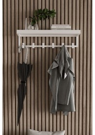 Resim Aju Portmanto Duvar Askısı 6 Kanca Geniş Askılık Elbise Palto Şemsiye Askısı Banyo Ev Askılığı Beyaz 